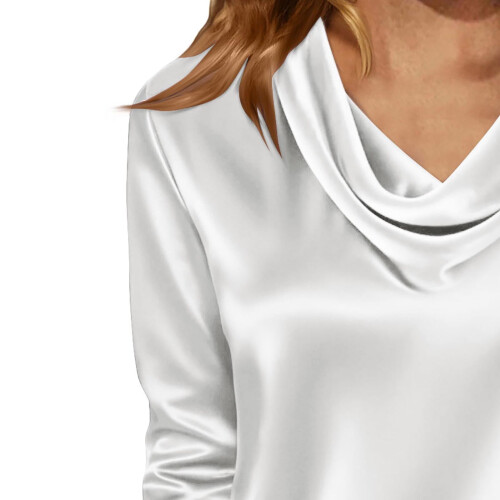 Blusa feminina com decote drapeado, manga 3/4 e cor lisa. 2