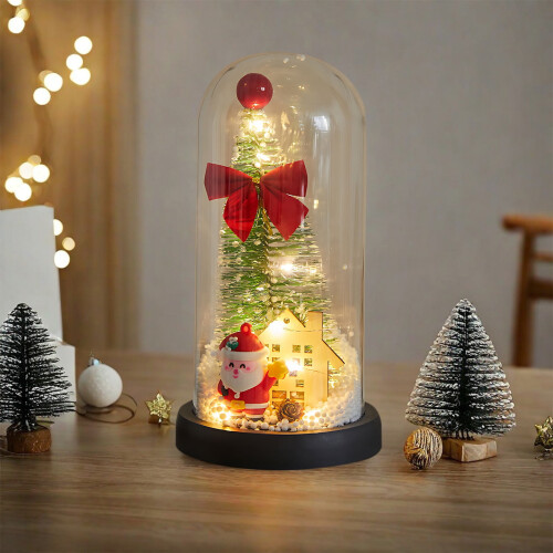 Mini árvore de Natal com luzes e efeito de neve para mesa 2
