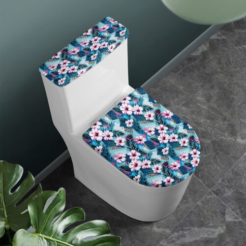 Toiletdæksel U-formet vaskbar elastisk leopardblomster 1