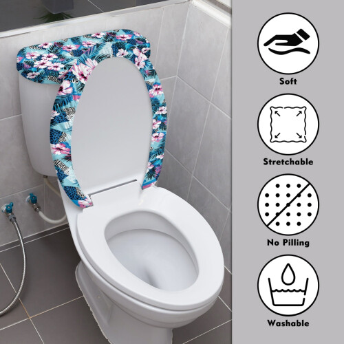 Toiletdæksel U-formet vaskbar elastisk leopardblomster 2
