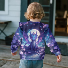 Girls' Ruffle Sweatshirt Purple Dragon Print Long Sleeve