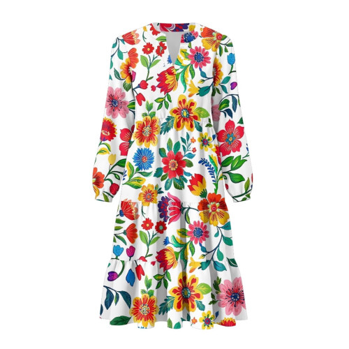 Robe patchwork florale pour femme, taille 2XL 1