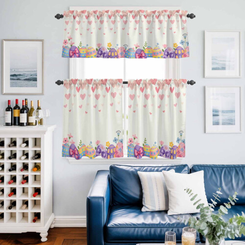 Easter Kitchen Curtains and Valances Set Spring Floral 1