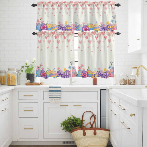 Easter Kitchen Curtains and Valances Set Spring Floral 2