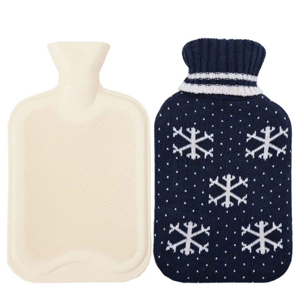 500ml/1000ml/2000ml Hot Water Bag Water-filling Warm-keeping Rubber Liner Winter Warm Water Bottle with Christmas Elk Printing Cover for Home