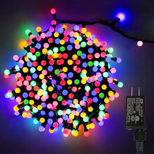 Cordão de luzes multicoloridas de 15 metros (49 pés) com 306 LEDs de 9 mm e globos foscos, 11 modos de iluminação, compatível com árvores de