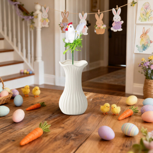Easter floral picks plush chick rooster nest eggs 2