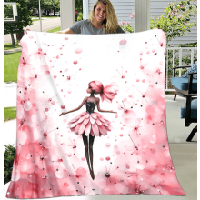 Cozy Ballet Girl Print Flannel Blanket, Lightweight & Soft – Perfect for Sofa, Bed, Travel, Camping, Office; Great Gift – Compatible with All Uses