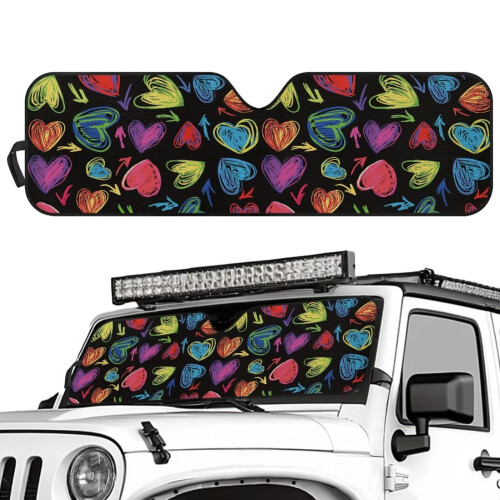 Foldable Windshield Sunshade for Jeep Wrangler and 1