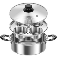 Stainless Steel Egg Poacher Pan with 4 Cups, Compatible with Induction & Gas Cooktops