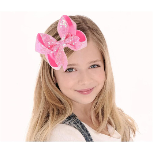 Laços de cabelo rosa natalinos com presilhas, 15 cm (6 polegadas), 2 peças 1