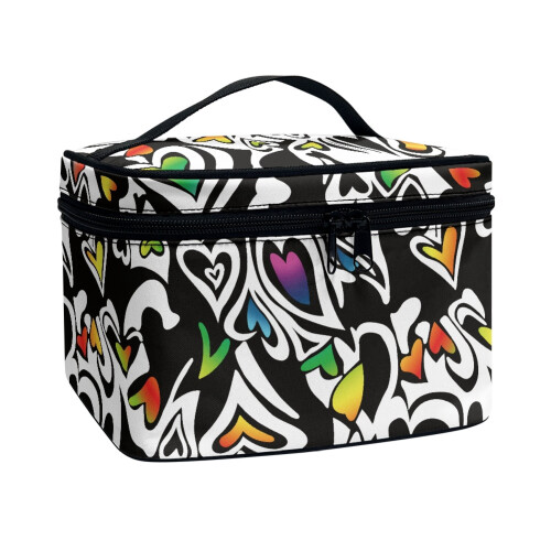 Draagbare make-uptas organizer van polyester met dubbele ritssluiting, groot formaat 1