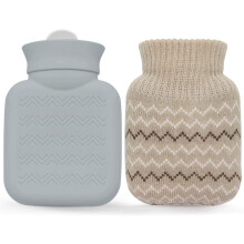 320-ml-Wärmflasche mit gestricktem Bezug, auslaufsicher und abnehmbar, zur Schmerzlinderung (Taille/Rücken/Nacken/Schultern), für Frauen und