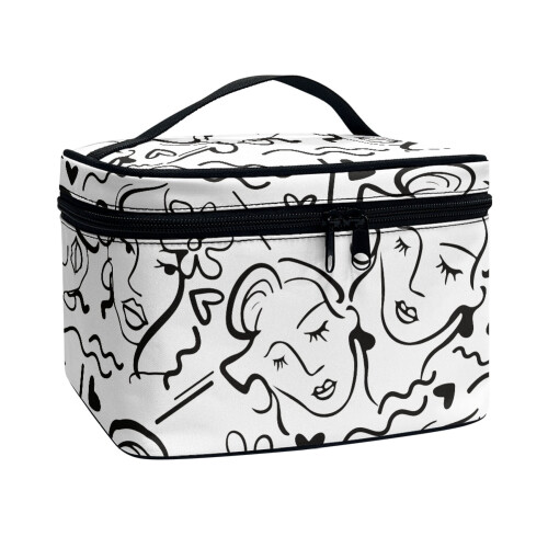 Face Line Art Travel Makeup Case Large Capacity Fold-Flat 1