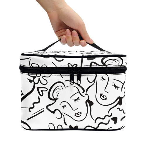 Face Line Art Travel Makeup Case Large Capacity Fold-Flat 2