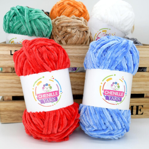 Fio de chenille grosso para crochê e tricô com os braços. 2