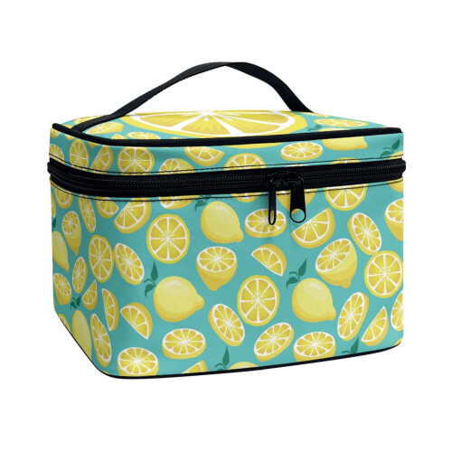 Bolsa de cosméticos com alça superior e compartimentos para pincéis de beleza. 1