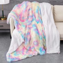 Premium Shaggy Cute Blanket for Girls Kids, 50"*60" Soft Blanket, Rainbow