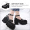Sapatos retrô de bico redondo e salto grosso, estilo antigo, 1 par, 24 cm (9,432 polegadas) 3