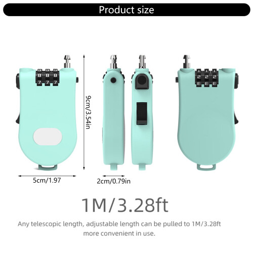 Security Lock Steel Cable Weatherproof 3-Digit Password 2