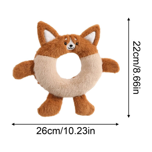 Donut-Shaped Squeaky Dog Toy Soft Plush Chew 1