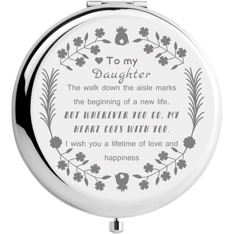 Daughter Gifts Makeup Mirror Inspirational Quote Travel Compact Pocket Mirror Two-Sided Folding Gift from Mom Dad