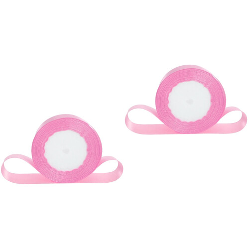 2Rolls Pink Polyester Ribbon for Party Gift Wrap &