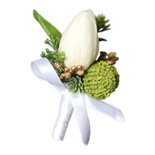 Corsage And Boutonniere, Handmade Artificial Flower Wrist Corsage Wristlet And Groom Boutonniere for Men Wedding Prom Suit Decorations