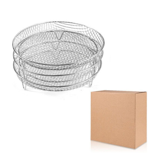 Stainless Steel Three-Layer Drying Rack, Stackable Kitchen Utensil Drainer, Elevated Corners & Clips Food Dehydrator for Efficient Dishes Drying 1