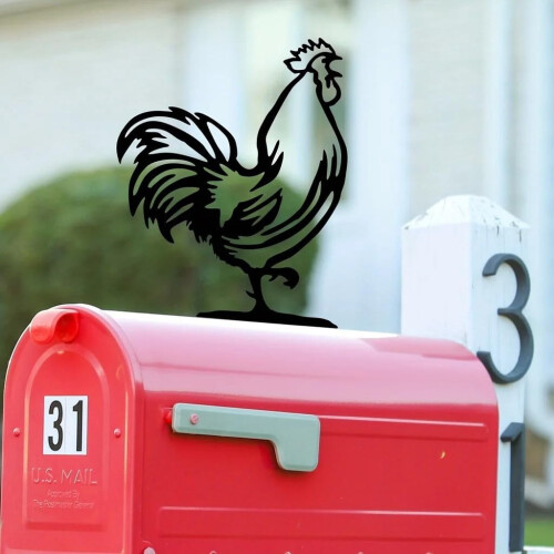 Metal Rooster Mailbox Topper 9.84x7.48 Inches 2