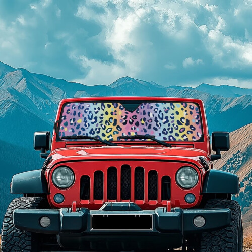 Windshield Sun Shade for JK JKU TJ 2D 4D Cheetah Leopard 2