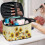 Polyester Makeup Bag with Sunflower Print and Brush Holder 4