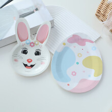 Easter Paper Plates, 10pcs Party Supplies Disposable Plates, Cute Bunny Shaped Dinner Plates for Easter Decorations