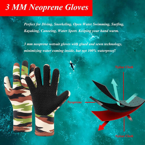 Wetsuit Gloves Camouflage Neoprene 3mm 1