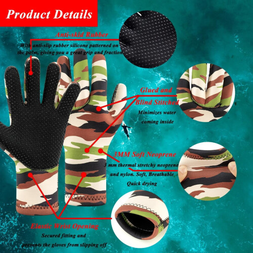Wetsuit Gloves Camouflage Neoprene 3mm 2