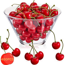 400pcs Fake Cherries Decorations, Simulation Cherry Fruit Props for Party, Home, Kitchen, Photography & Cognitive Toys – Compatible with DIY