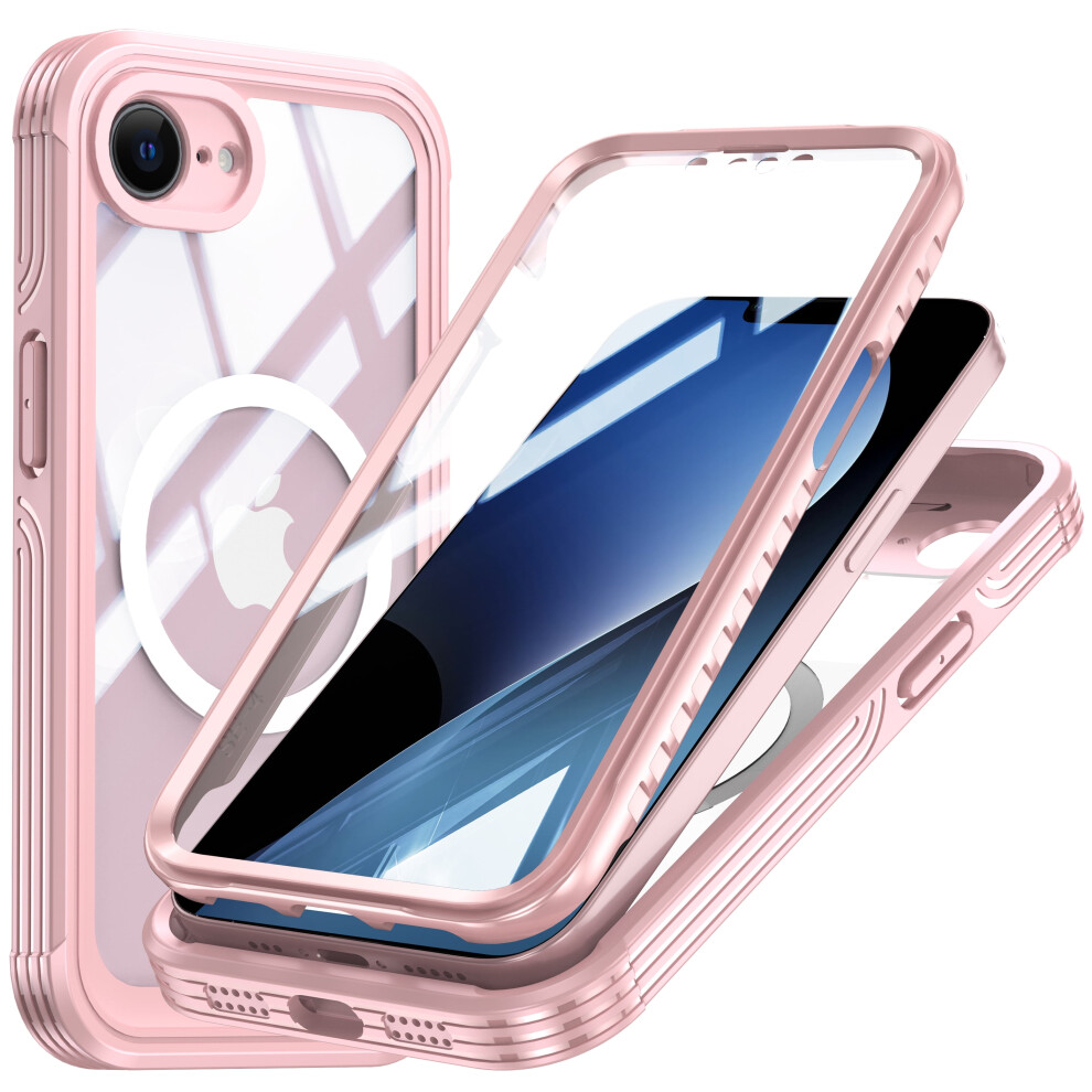 Shockproof, Dustproof, Magsafe-Compatible Rugged Case With Built-In Screen Protector For Iphone 16E Â Pink 9464372748389
