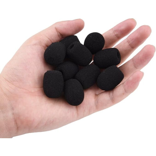 Mini Lapel Headset Microphone Windscreen Foam Cover Black 2