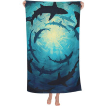 Ocean Shark Microfiber Beach Towel Sand-Free Quick-Dry