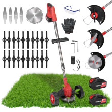 Cordless Electric String Trimmer with Wheels, 2x2.5Ah Battery, Charger, Adjustable & Extendable Head – Compatible with Lawn/Garden/Yard