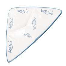 Ceramic Divided Dinner Plate For Adults Porcelain Portion Control Divided Plate Reusable 3 Compartment Deep Serving Tray Plate