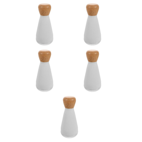 5Pcs White Manual Pepper Grinder Portable Kitchen Spice Mill with Lid