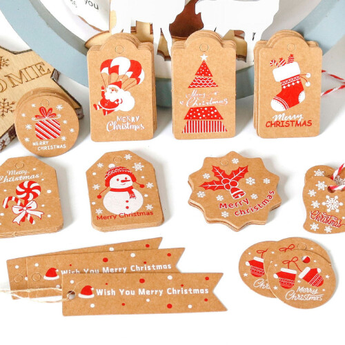 Christmas Kraft Paper Gift Tags with Rope 50 pcs 2