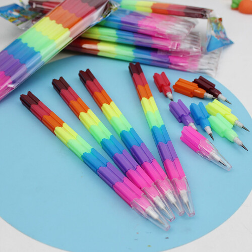 Multicolor Non-Sharpening Writing Pencils Set | Stackable Creative Tool for Drawing, Crafting & Fun Activities | 4 Piece Colorful Pencil Set 2