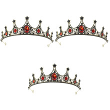 3Pcs Rhinestone Baroque Bridal Crown Wedding Dress Hairband