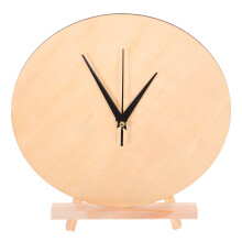 1Set Wooden Clock Face Blank Round DIY Craft Dial Plate Light Yellow