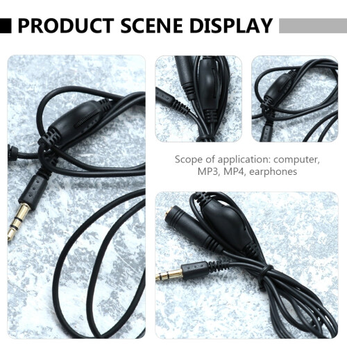Inline Volume Control Audio Extension Cable 3.5mm Male to 2