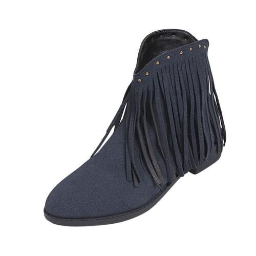 Damen-Ankle-Boots im Boho-Stil mit Fransen und Quasten 1