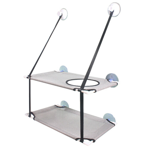 Double Layer Gray Cat Hammock with Strong Suction Cup, Window Perch 1