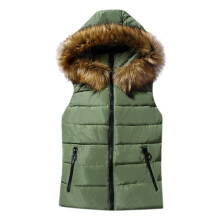 Women‘s Puffer Vest Casual Thicken Qulited Hooded Vest Solid Color Zipper Sleeveless Gilet Jacket With Pocket
